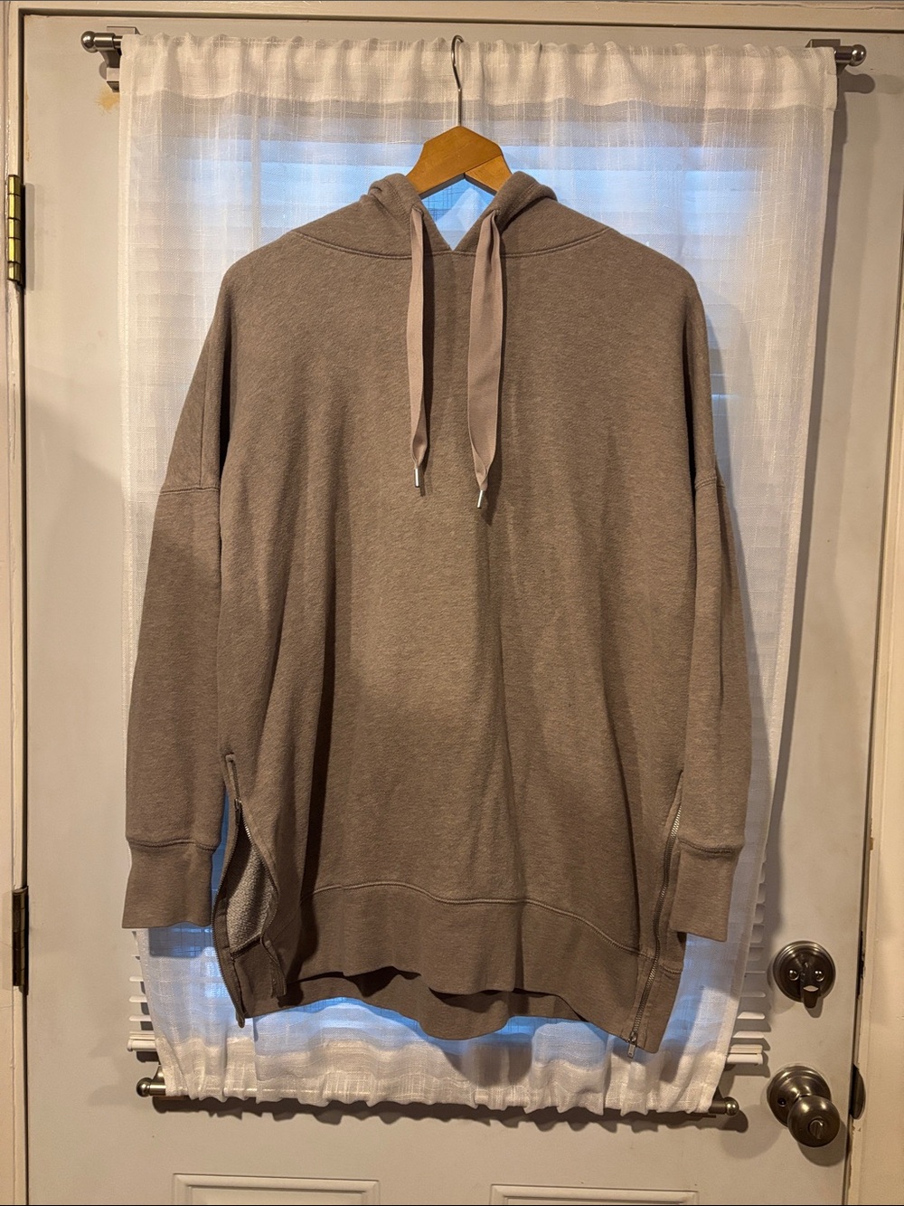 aerie Taupe Drawstring Hooded Sweatshirt